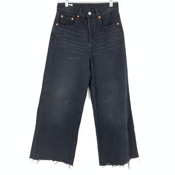Levi´s Jeans Womens 25 High Water Wide Leg Cropped Black High Rise